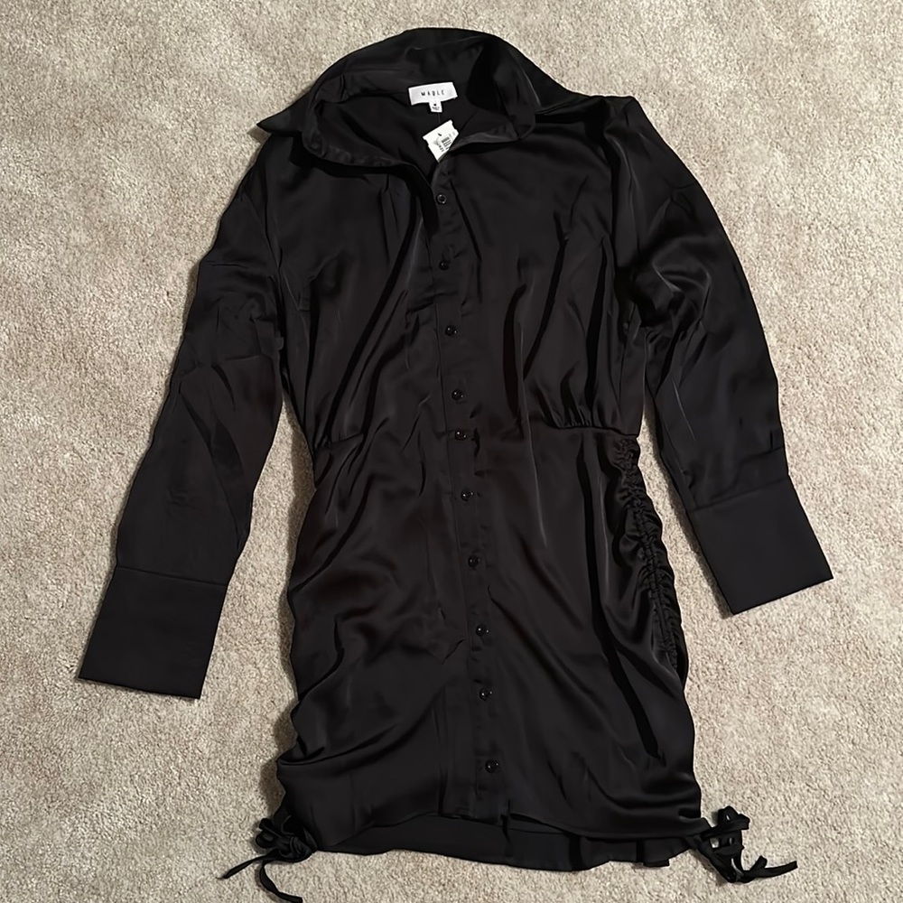 black long sleeve button down dress